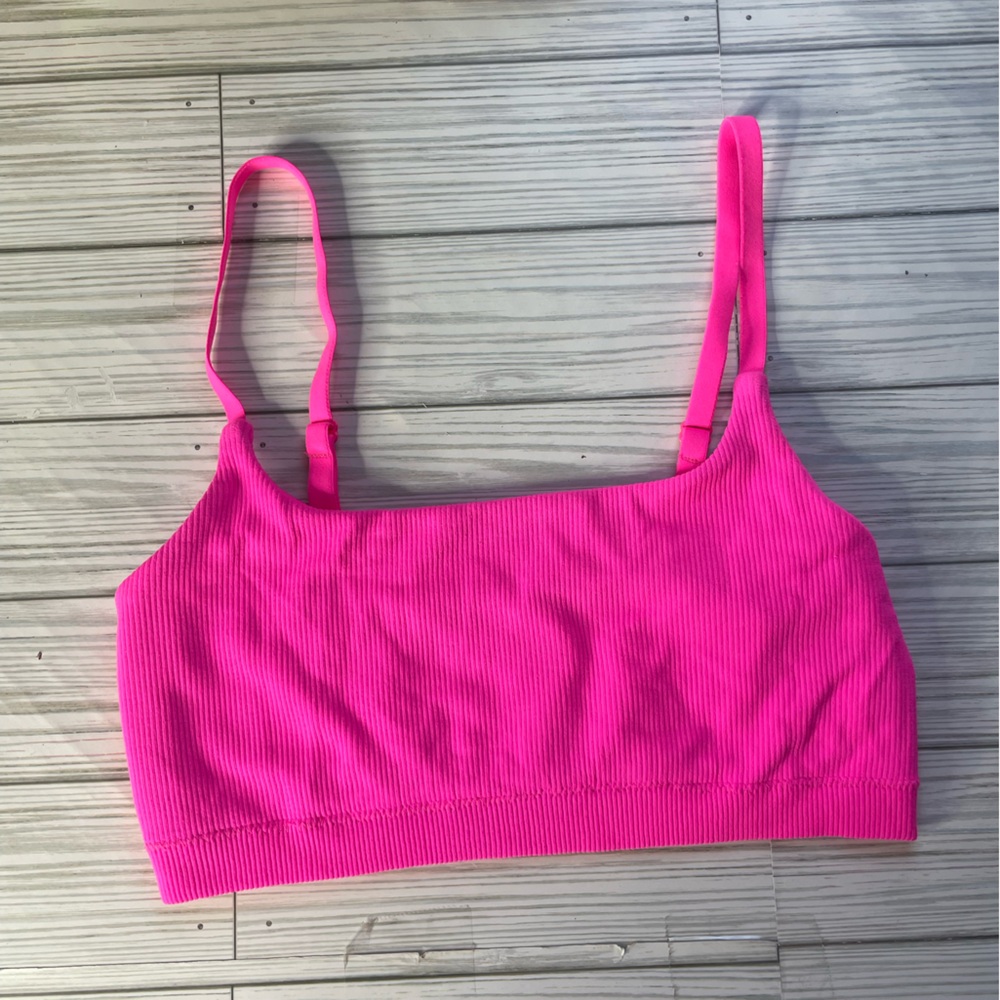 Aerie neon pink ribbed seamless bralette Medium - Picture 1 of 5